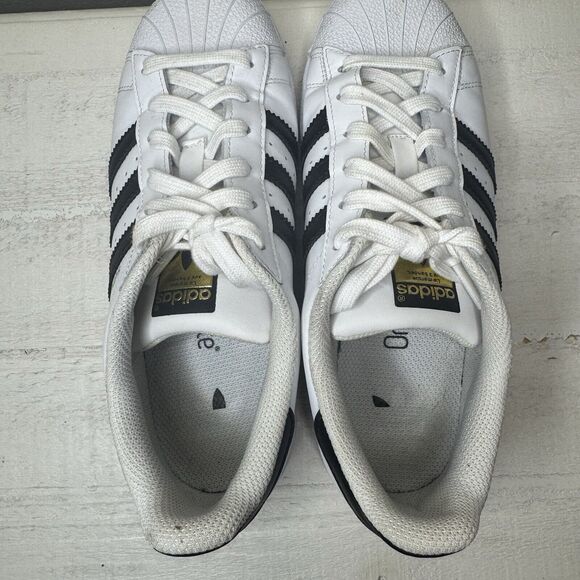 Adidas Originals Superstar Low Top Sneakers Shoes White Black Size Women 6/Men 5 - Picture 7 of 10